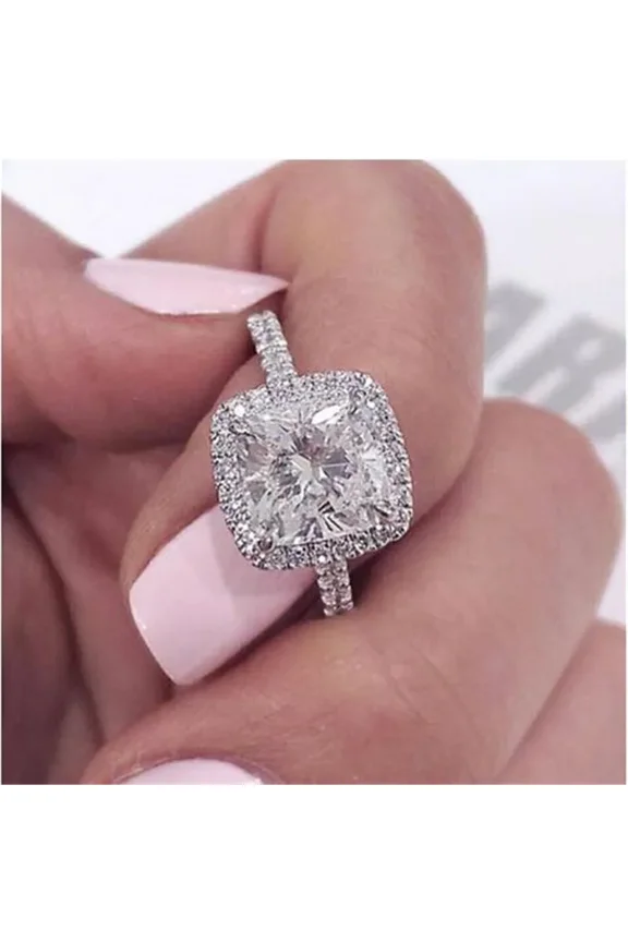 New Elegant Luxury Jewelry 925 Sterling Silver Multi Shape White Topaz Moissanite CZ Promise Ring Women Wedding Bridal Ring