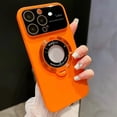 thumbnail image 1 of Elegant Magsafe-Compatible iPhone 14 Case: Wireless Charging Ready, Stand Holder, & Camera Protection (Orange), 1 of 8