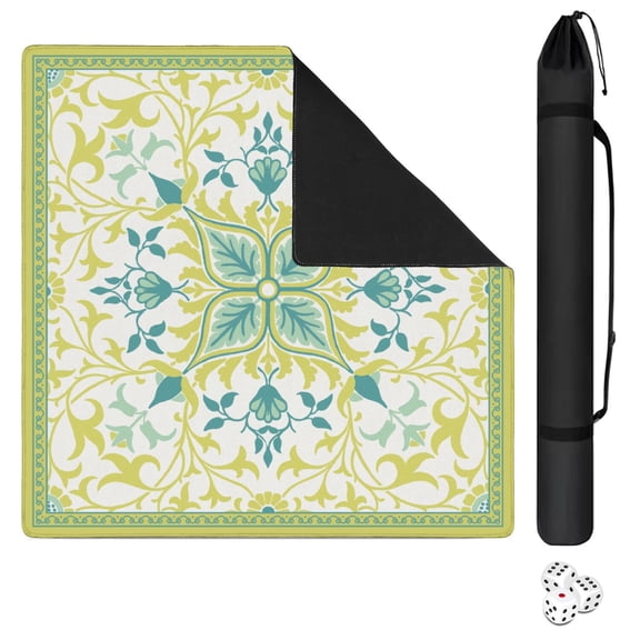 Elegant Mahjong Mat for Table, 31.5*31.5in Anti Slip Mahjong Table Cloth, Noise Reduction, Neoprene Mah jongg Mat with Carrying Bag & 3 Dices, Poker Board Tile Games Mats, William Morries's Vine