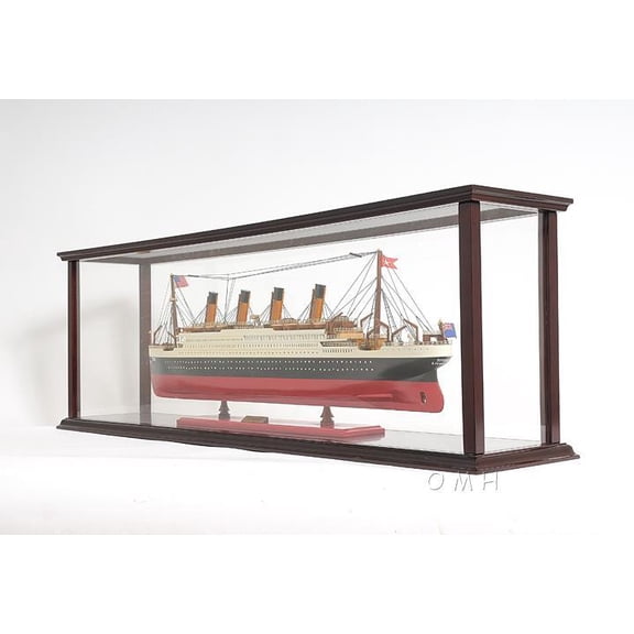 Elegant Mahogany Display Case for Model Ships