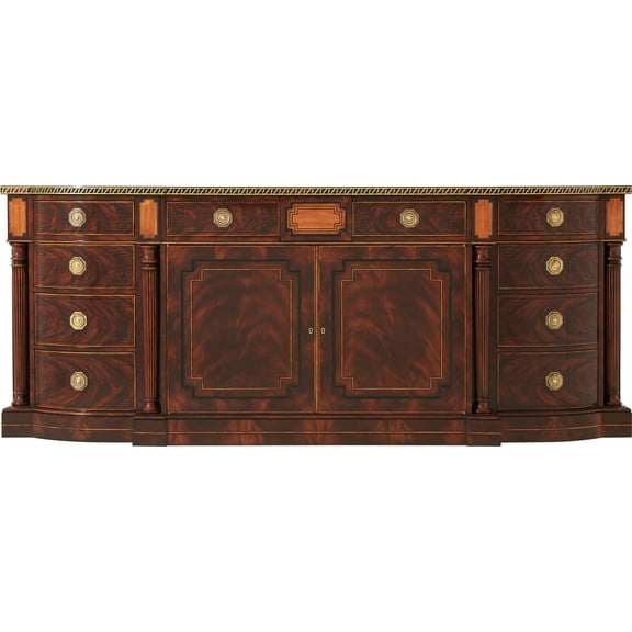 Elegant Mahogany and Yew Burl Buffet with Ample Storage