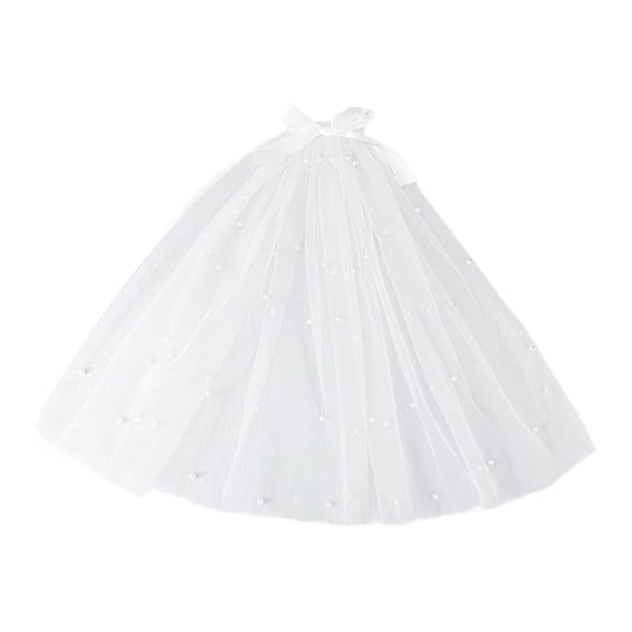 Elegant Mantilla Bridal Veil with Pearls for Balletcore Pageant Prom Hair Accessories & Stage Props