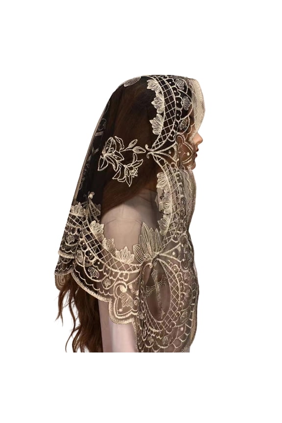 Elegant Mantilla Lightweight Scarf Fabric Foldable Design Travel, Prayer & Formal Occasions