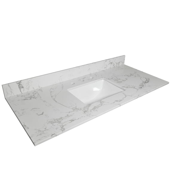 Elegant Marble Appearance - Easy - to - Install Vanity Top for Most Bathroom Designs