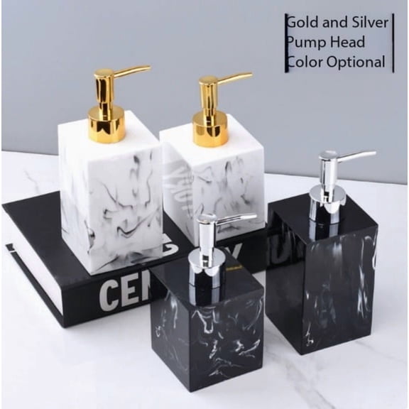 Elegant Marble Pattern Resin Pump Dispenser Bottle - Stylish and Durable for Home, Hotel, and Spa Use
