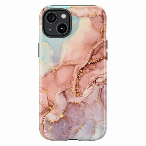 Elegant Marble Swirl iPhone Case – Abstract Pastel Pattern with Gold Veins, TPU Protective Cover for iPhone 16 15 14 13 12 11 Pro Max