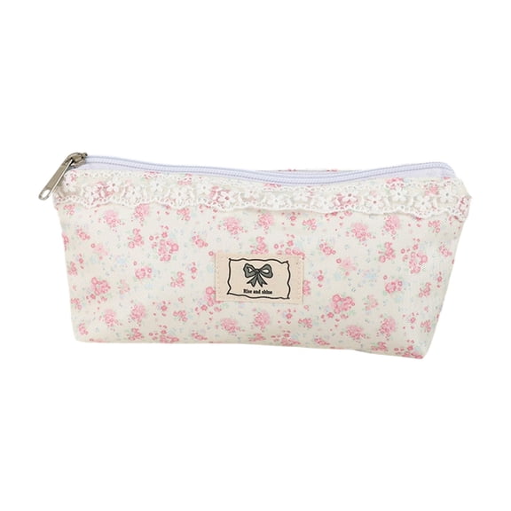 Elegant Materials Planner Blossomy Pattern Zippered Pencil Bag Impermeable Fabric Multipurpose Storage Solution