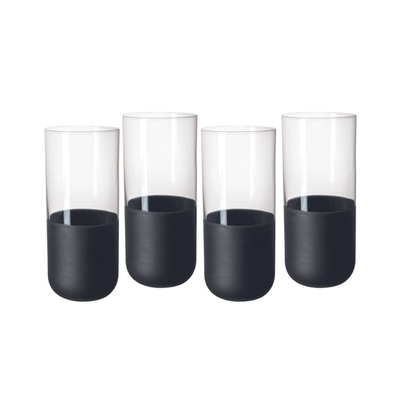 Elegant Matte Black Highball Glasses, Set of 4