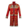 thumbnail image 1 of Elegant Men's Embroidered Tuxedo Set Blue Red Black White | Formal 2-Piece Suit with Gold Trim & Fringe | Regular Fit Floral Blazer Jacket Waistcoat Pants for Wedding Prom, 1 of 7
