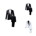 thumbnail image 1 of Elegant Men's Embroidered Tuxedo Set with Intricate Beads Designs 2 Piece Formal Suit Blazer Jacket Pants Wedding Party Fashion, 1 of 8