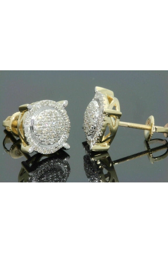 Elegant Men's Stud Earrings 3Ct Round Cut Lab Created VVS1/D Diamond Screw Back 14K Yellow Gold Plated 925 Silver