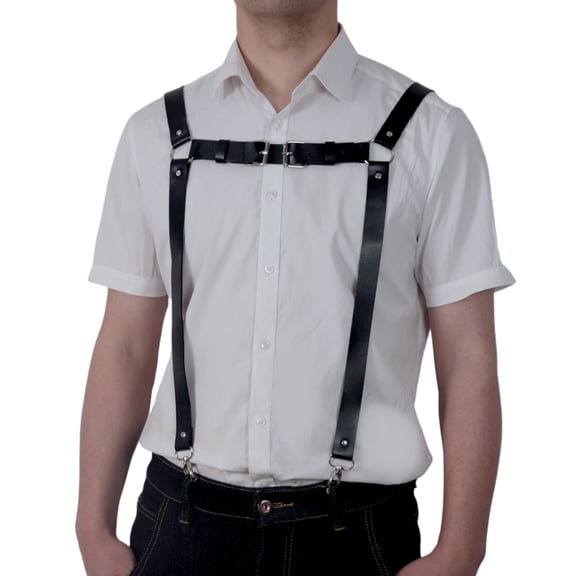 Elegant Mens Dress Suspenders Mens Fashion Suspenders Flexible Suspenders PU Leather Accessories