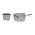 thumbnail image 1 of Elegant Mens Luxury Designer Fashion Narrow Rectangular Sunglasses Light Gold - Black, 1 of 4