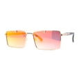 thumbnail image 1 of Elegant Mens Luxury Designer Fashion Narrow Rectangular Sunglasses Light Gold - Fuchsia Mirror, 1 of 4