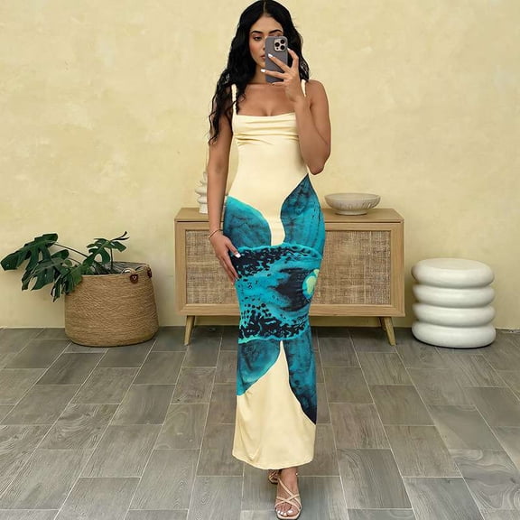 Elegant Mermaid-Style Dress (L, Blue)