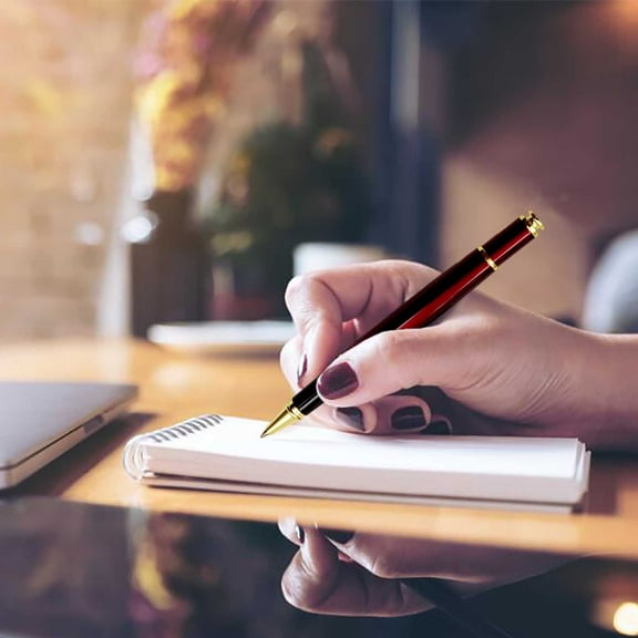 Elegant Metal Ballpoint Pen Executive Business Writing Instrument Smooth Ink Flow Premium Gift Pen for Office Professionals in Gold Red Black