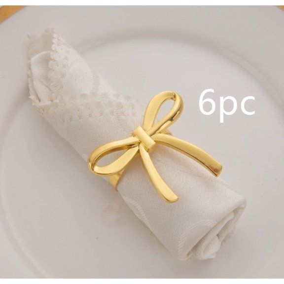 Elegant Metal Bow Napkin Rings - Stylish Table Decor for Any Occasion