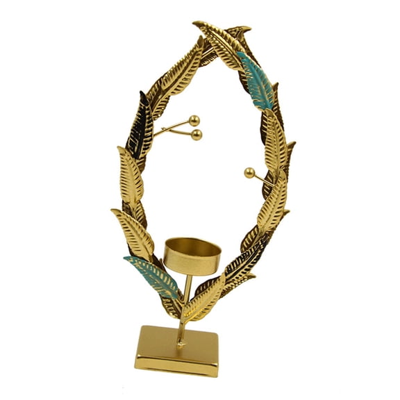 Elegant Metal Candle Holder, Elliptical Leaves Shape Candleholder Candlestick for Home Decoration Table Setting