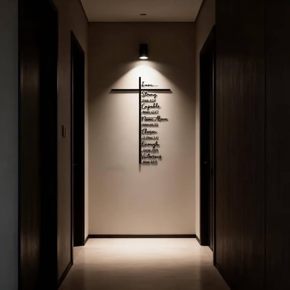 Elegant Metal Cross Wall Art – Scripture-Inspired Design for Peaceful Living Spaces, Black Jesus Cross for Wall Picture Art - Perfect Christian & Catholic Scripture Decor for Home & Church(11.8")