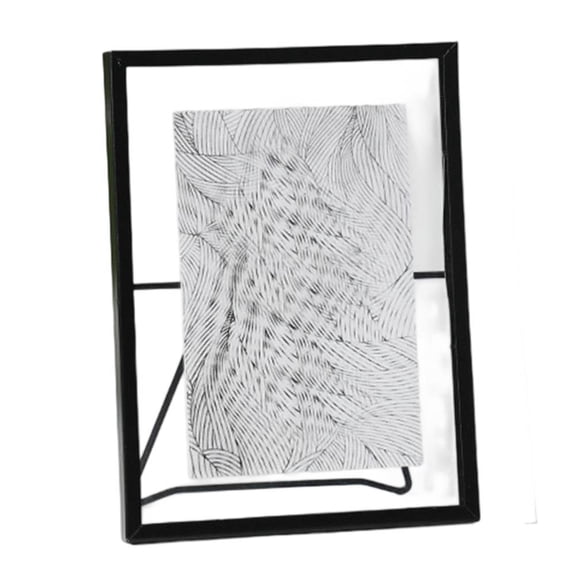 Elegant Metal Floating Glass Frame With Easel For Art & Photos Display