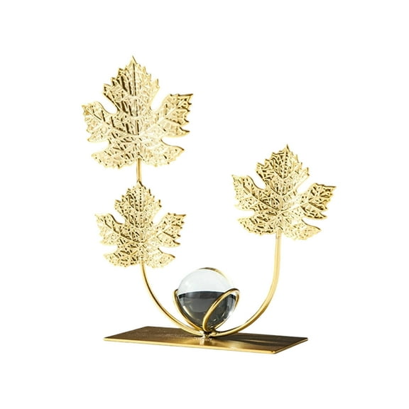 Elegant Metal Ginkgo Leaf Sculpture with Gold Finish for Home Office Desk Decor, Modern Wedding Centerpiece, and Stylish Living Room Accent