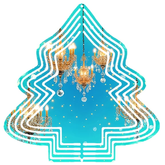 Elegant Metal Hanging Christmas Tree-Shaped Wind Spinner for Garden - Decorative Chandelier Design with Sparkling Lights & Ornaments