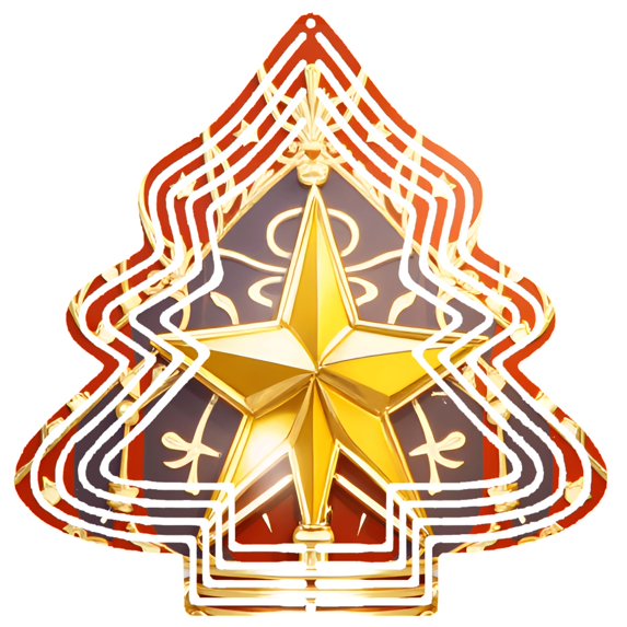 Elegant Metal Hanging Christmas Tree Wind Spinner - Intricate Red & Gold Patterns Golden Star Top Perfect for Yard & Garden Decor