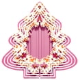 thumbnail image 1 of Elegant Metal Hanging Christmas Tree Wind Spinner - Layered Floral Design with White & Pink Flowers Perfect for Garden Decor, 1 of 7