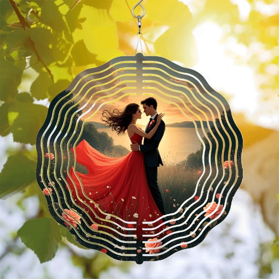 Elegant Metal Hanging Wind Spinner with Concentric Wave Design - Perfect for Yard and Garden Decor Captivating Movement and Harmony