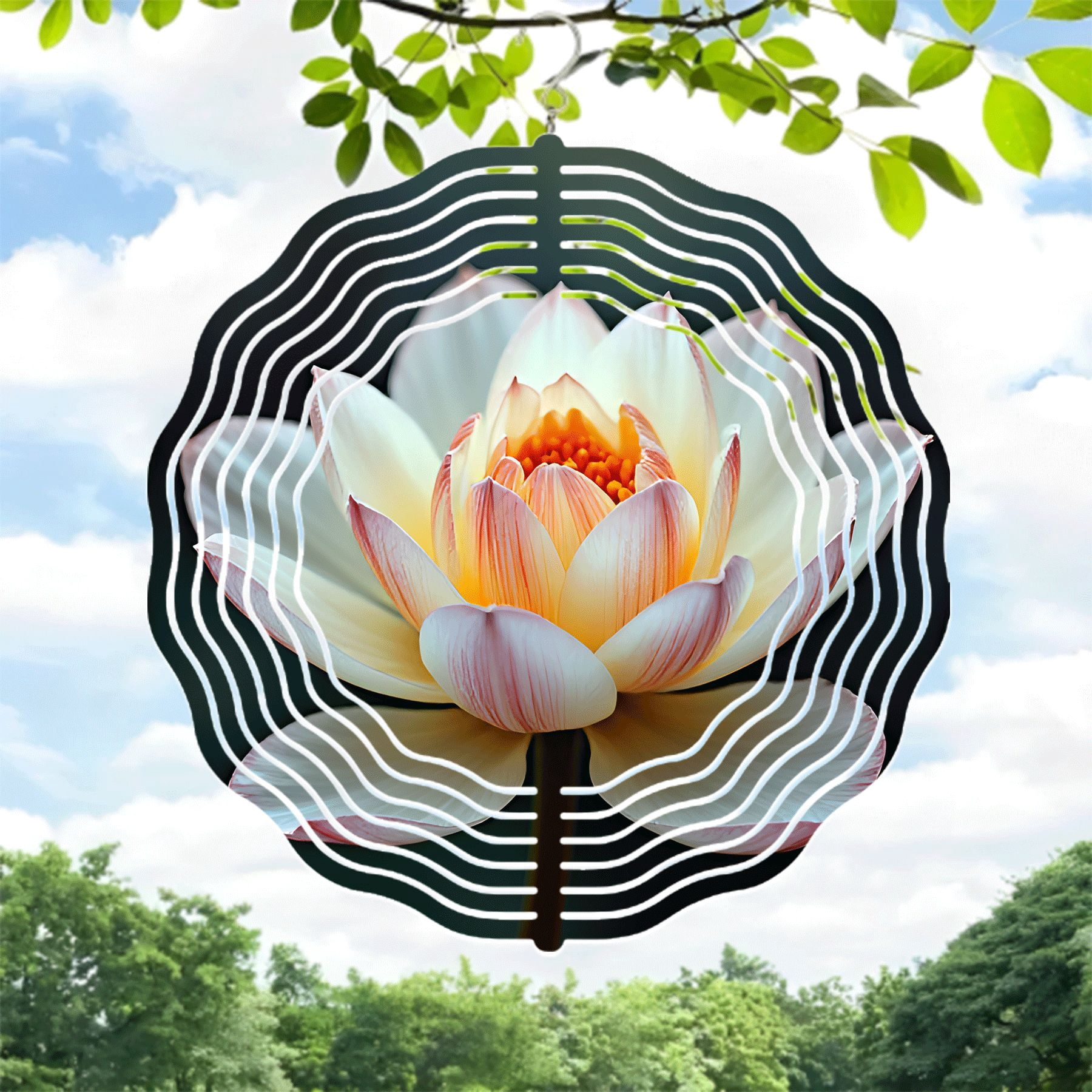 Elegant Metal Hanging Wind Spinner with Flower Design Vibrant Colors ...