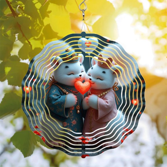 Elegant Metal Hanging Wind Spinner with Intricate Patterns - Heart Design for Yard and Garden Decor Perfect for Harmony and Love