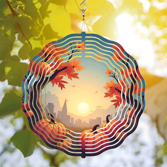 Elegant Metal Hanging Wind Spinners & Chimes - Autumn Leaves Design for Yard & Garden - Perfect for Tranquil Outdoor Decor