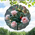 thumbnail image 1 of Elegant Metal Hanging Wind Spinners & Chimes - Beautiful Floral Design with Pink Roses & Red Ornament for Yard & Garden Decor, 1 of 6