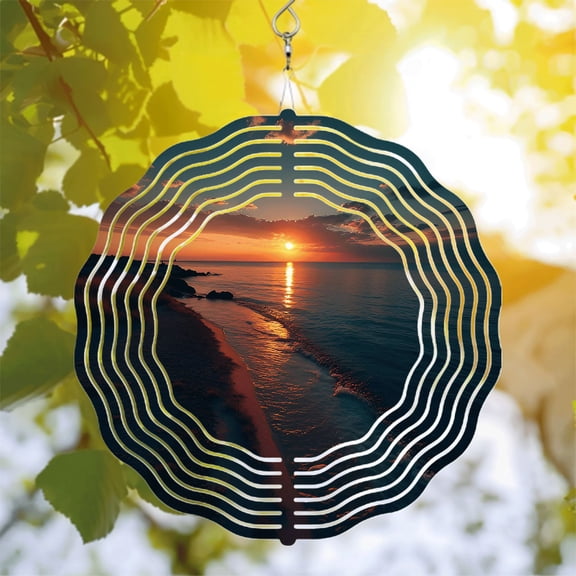 Elegant Metal Hanging Wind Spinners & Chimes - Beautiful Patterns for Yard & Garden Decor Perfect for Relaxing Sunset Vibes