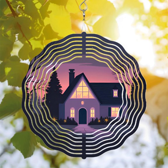 Elegant Metal Hanging Wind Spinners & Chimes - Unique Circular Pattern Design for Yard & Garden Decor Perfect for Dusk Serenity