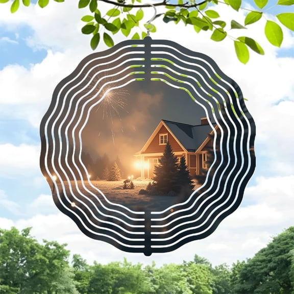 Elegant Metal Hanging Wind Spinners & Chimes - Wave Pattern Design for Yard & Garden Perfect for Cozy Winter Decor