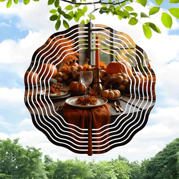 Elegant Metal Hanging Wind Spinners & Chimes - Whimsical Autumn Leaf Design for Yard & Garden Decor Perfect for Seasonal Celebrations