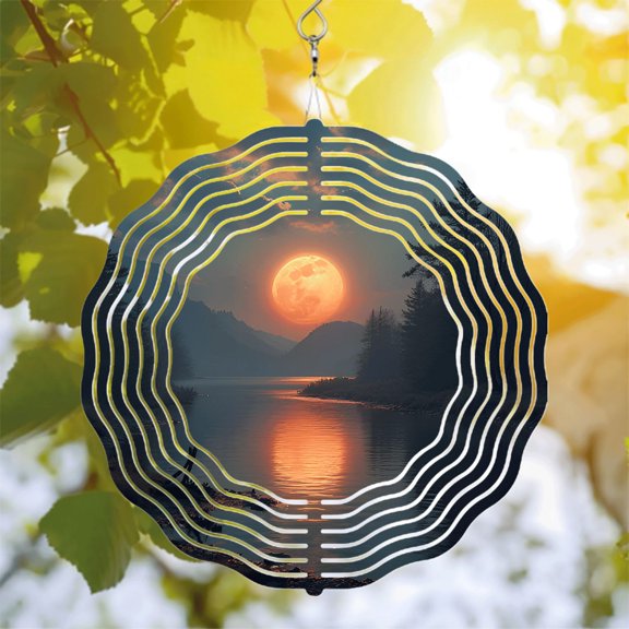 Elegant Metal Hanging Wind Spinners & Chimes for Yard & Garden - Beautiful Patterns Reflecting Moonlight Perfect for Tranquil Spaces