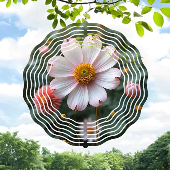 Elegant Metal Hanging Wind Spinners & Chimes for Yard & Garden - Intricate Concentric Patterns Serene Nature Aesthetic Perfect Decor