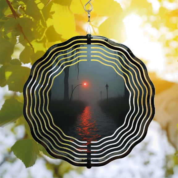 Elegant Metal Hanging Wind Spinners & Chimes for Yard & Garden - Unique Twisting Patterns Reflecting Light Perfect for Tranquil Outdoor Decor
