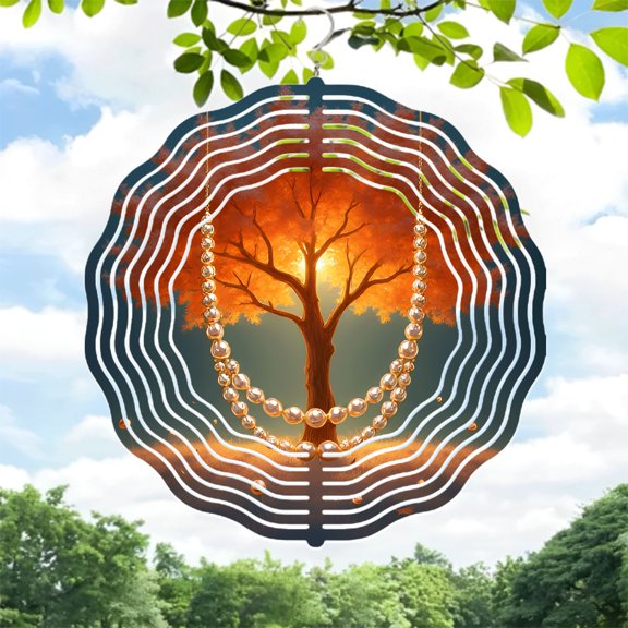 Elegant Metal Hanging Wind Spinners & Chimes with Concentric Circular Patterns - Vibrant Garden Decor for Serenity & Harmony