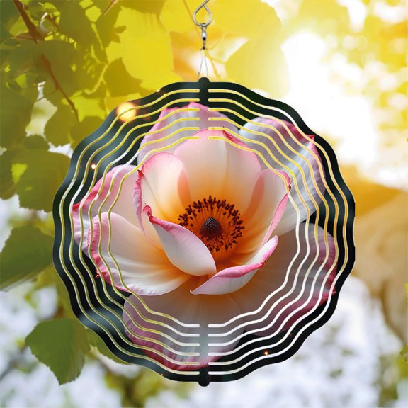 Elegant Metal Hanging Wind Spinners with Concentric Circle Patterns - Beautiful Wind Chimes for Your Yard and Garden Decor