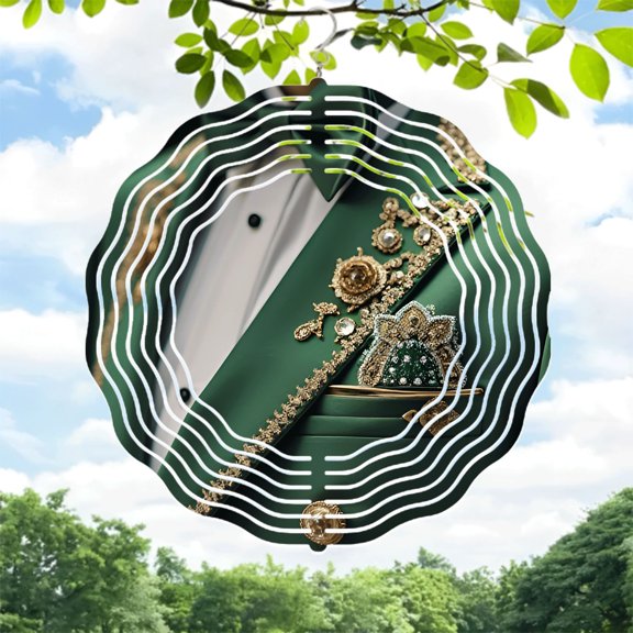 Elegant Metal Hanging Wind Spinners with Intricate Floral Patterns and Gemstone Accents - Perfect for Yard and Garden Decor