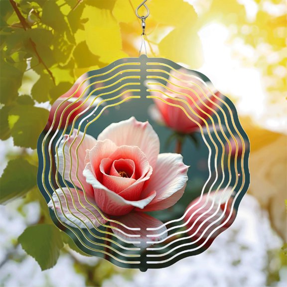 Elegant Metal Hanging Wind Spinners with Spiral Petal Design - Beautiful Wind Chimes for Yard and Garden Decor