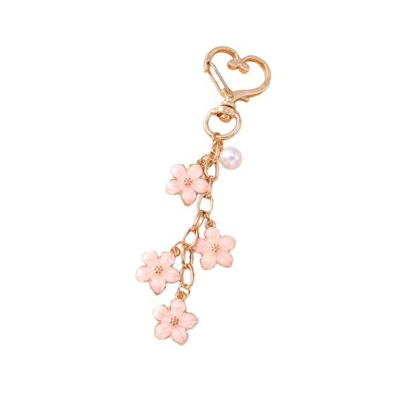 Elegant Metal Heart Bag Pendant Floral Keychain Stylish Purse Phone Charm Unique Holder Women's Fashion