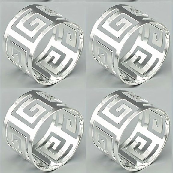 Elegant Metal Napkin Rings Set of 4 for Dining Table Decor