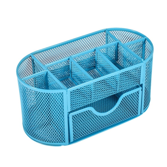 Elegant Metal Net Pen Pencil Planner With 9 Divisions Spacious Desktop Storage For Telecommute