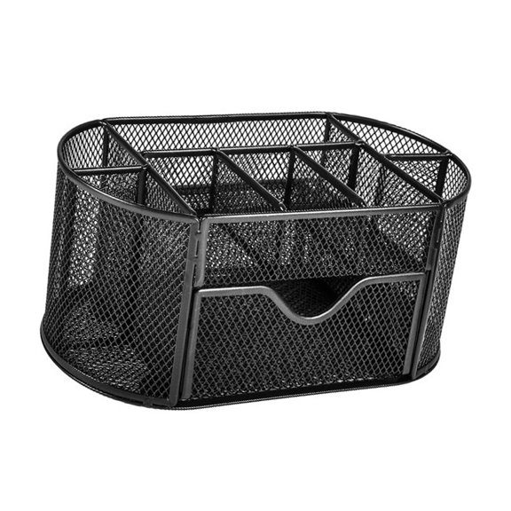 Elegant Metal Net Pen Pencil Planner With 9 Divisions Spacious Desktop Storage For Telecommute