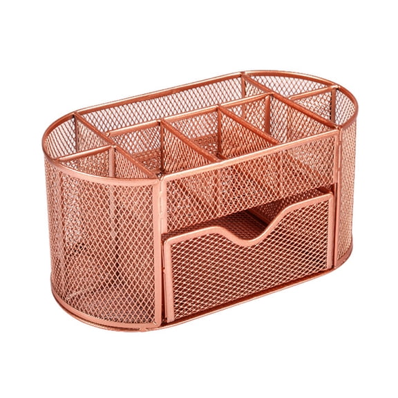 Elegant Metal Net Pen Pencil Planner With 9 Divisions Spacious Desktop Storage For Telecommute