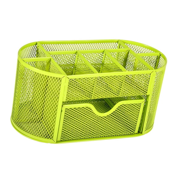 Elegant Metal Net Pen Pencil Planner With 9 Divisions Spacious Desktop Storage For Telecommute